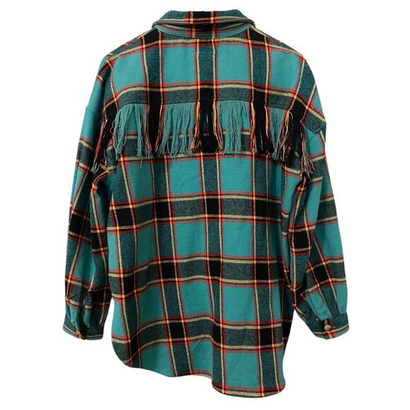 Mother The Fringe Benefits Oversized Plaid Flannel Button Down Small Shacket - Picture 7 of 14